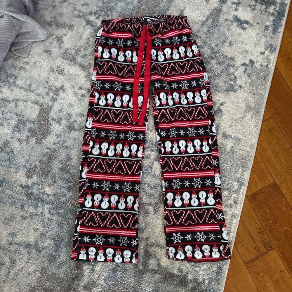 Just Love Snowman Pattern Kids Pajama Bottoms - Red and Black